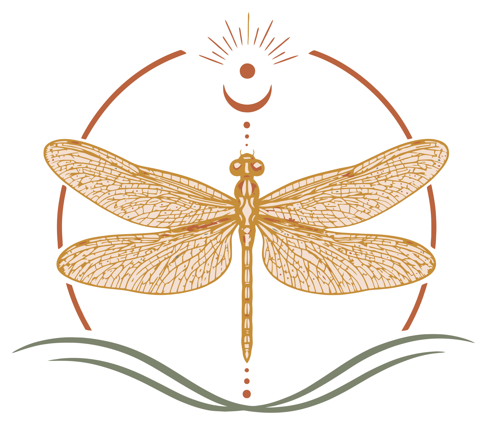 Emblem · Libelle gold, Kreis terrakotta